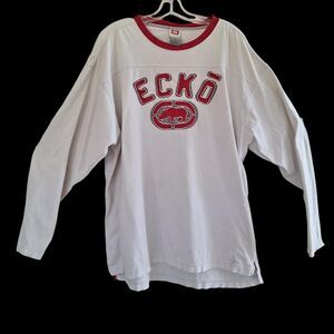 Ecko Unltd Vintage T-Shirt Long Sleeves White and Red size XXL Men's